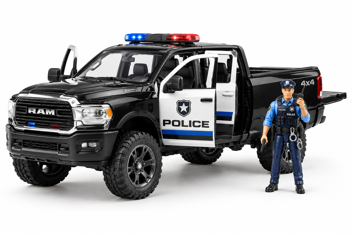 Clayton's Toys 1/16 Police Ram 2500 with Policeman Officer